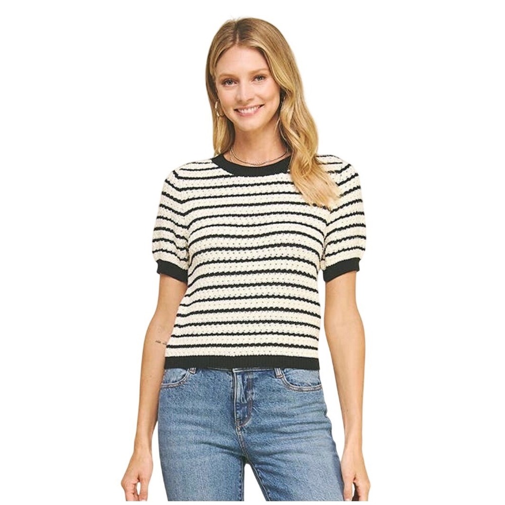 Pinch‎ Striped Short Sleeve Sweater Size L Coastal Preppy Nautical